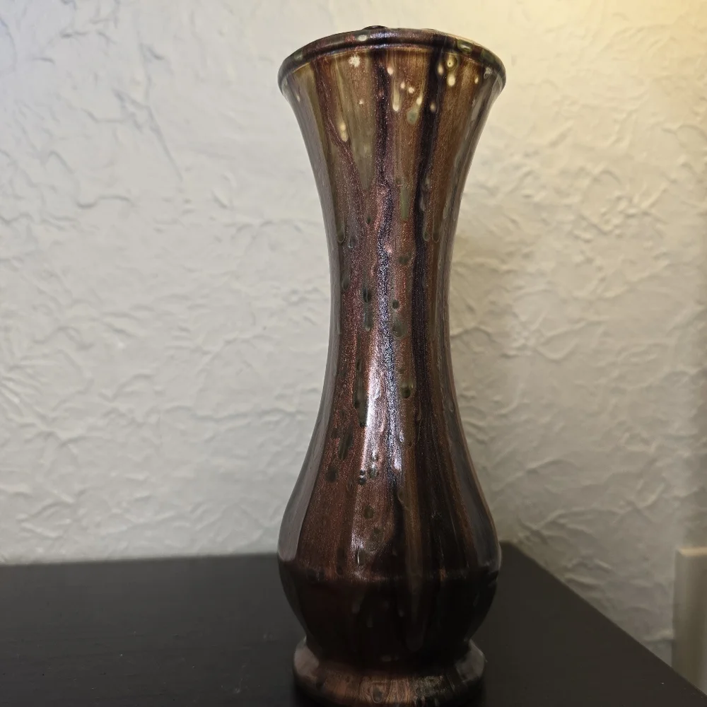 HANDCRAFTED Upcycled Glass Vase HANDPAINTED Abstract Tabletop Art Decor - Picture 5 of 17